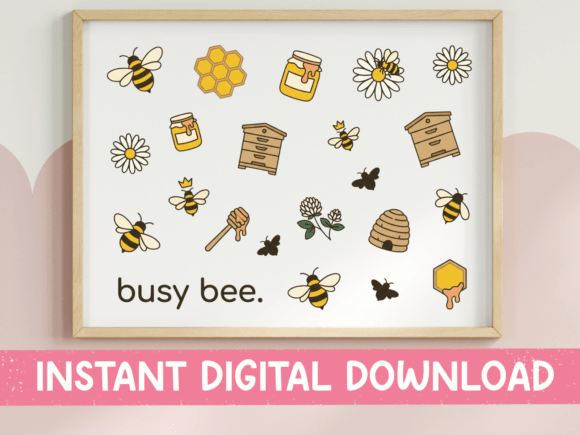 Busy Bee Honey Scatter SVG PNG Print Graphics