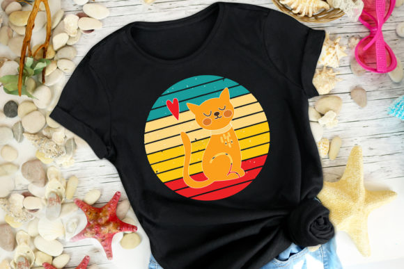 Cat Retro Tshirt Vector: Graphics & Print Templates