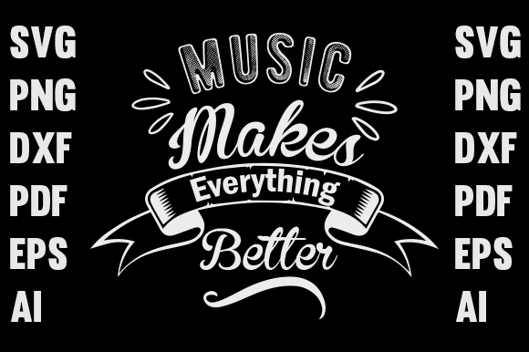 Music Typography T-shirt Design: Graphics for Print Templates