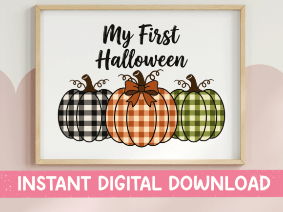 My First Halloween Fall Plaid Pumpkins