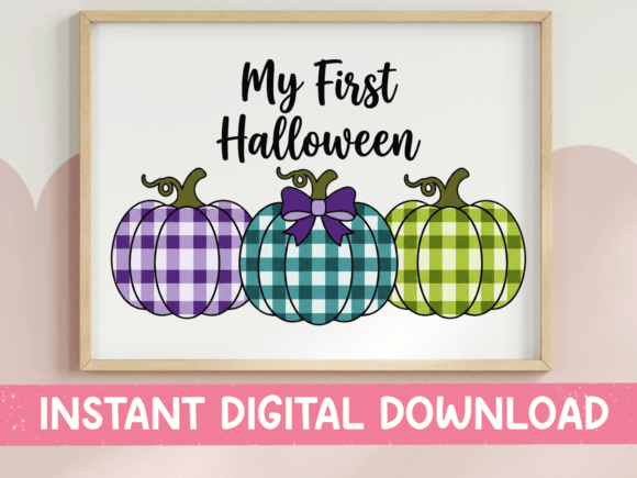 My First Halloween Plaid Pumpkins: Graphics & T-Shirt Designs