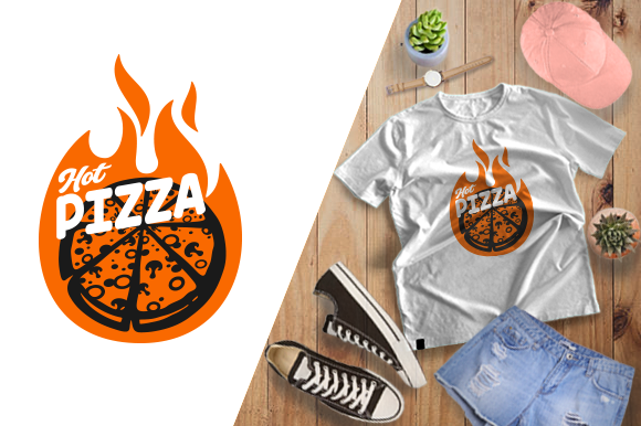 T-shirt Design - Hot Pizza: Graphics & Print Templates