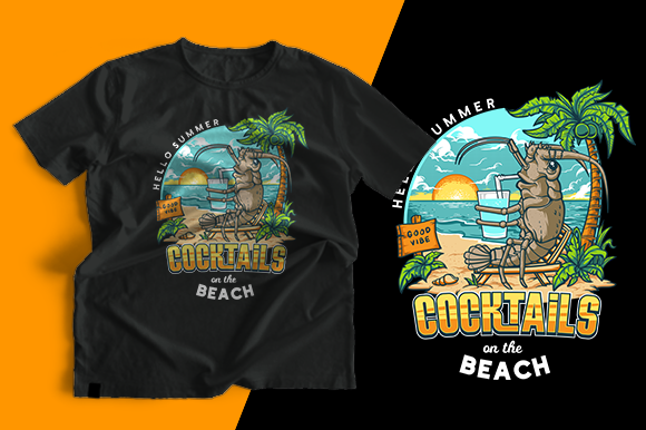 T-shirt Design - Lobster Drink Cocktail: Graphics for Print Templates
