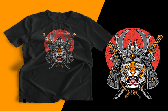 T-shirt Design - Samurai Tiger: Graphics and Print Templates