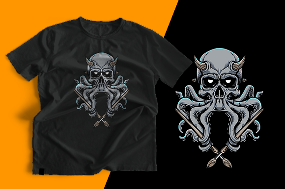 T-shirt Design - Skull Octopus Graphics