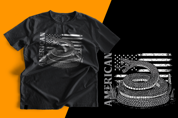 T-shirt Design - Snake American: Graphics for Print Templates