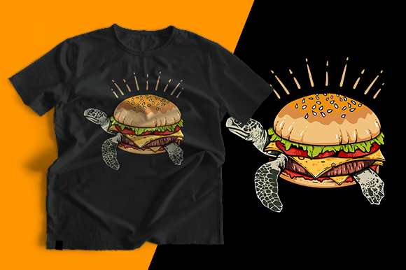 Turtles Burger T-Shirt Design: Graphics & Print Templates